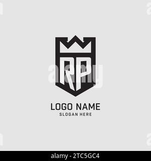 Initial RP logo shield shape, creative esport logo design vector graphic Stock Vector