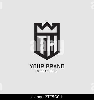 Initial TH logo shield shape, creative esport logo design vector graphic Stock Vector