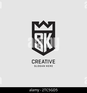 Initial SK logo shield shape, creative esport logo design vector graphic Stock Vector