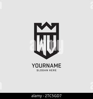 Initial WV logo shield shape, creative esport logo design vector graphic Stock Vector