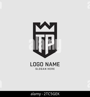 Initial TP logo shield shape, creative esport logo design vector graphic Stock Vector