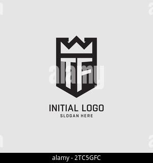 Initial TF logo shield shape, creative esport logo design vector graphic Stock Vector