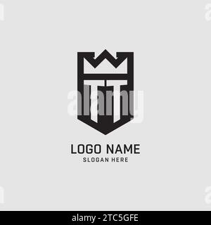Initial TT logo shield shape, creative esport logo design vector graphic Stock Vector