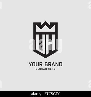 Initial UH logo shield shape, creative esport logo design vector graphic Stock Vector