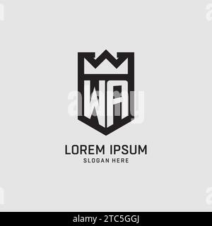 Initial WA logo shield shape, creative esport logo design vector graphic Stock Vector