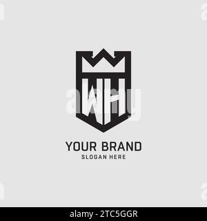 Initial WH logo shield shape, creative esport logo design vector graphic Stock Vector