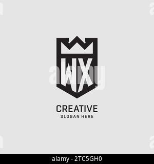 Initial WX logo shield shape, creative esport logo design vector graphic Stock Vector