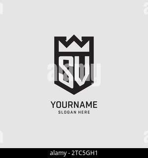 Initial SV logo shield shape, creative esport logo design vector graphic Stock Vector