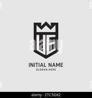 Initial UE logo shield shape, creative esport logo design vector graphic Stock Vector