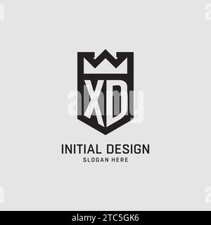 Initial XD logo shield shape, creative esport logo design vector graphic Stock Vector