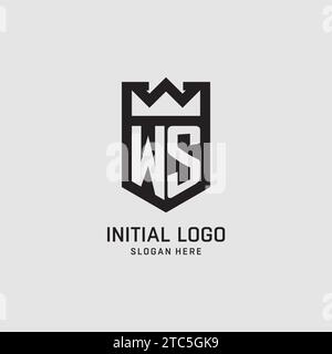 Initial WS logo shield shape, creative esport logo design vector graphic Stock Vector