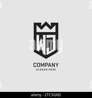 Initial WJ logo shield shape, creative esport logo design vector graphic Stock Vector