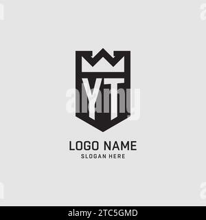 Initial YT logo shield shape, creative esport logo design vector graphic Stock Vector