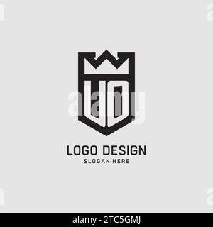 Initial UO logo shield shape, creative esport logo design vector graphic Stock Vector
