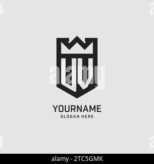 Initial UV logo shield shape, creative esport logo design vector graphic Stock Vector