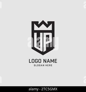 Initial UP logo shield shape, creative esport logo design vector graphic Stock Vector
