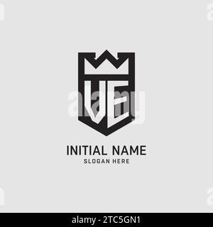 Initial VE logo shield shape, creative esport logo design vector graphic Stock Vector