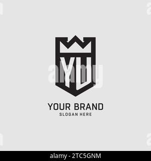 Initial YU logo shield shape, creative esport logo design vector graphic Stock Vector