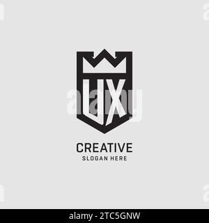 Initial UX logo shield shape, creative esport logo design vector graphic Stock Vector