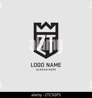 Initial ZT logo shield shape, creative esport logo design vector graphic Stock Vector