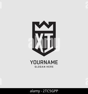 Initial XI logo shield shape, creative esport logo design vector graphic Stock Vector