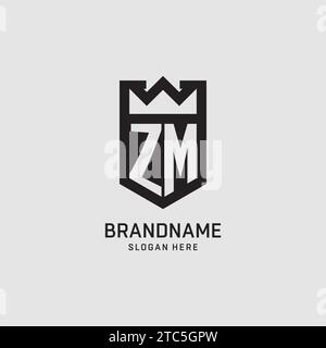 Initial ZM logo shield shape, creative esport logo design vector graphic Stock Vector