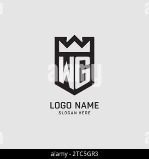 Initial WG logo shield shape, creative esport logo design vector graphic Stock Vector