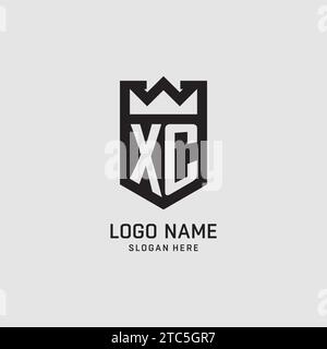 Initial XC logo shield shape, creative esport logo design vector graphic Stock Vector