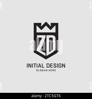 Initial ZD logo shield shape, creative esport logo design vector graphic Stock Vector