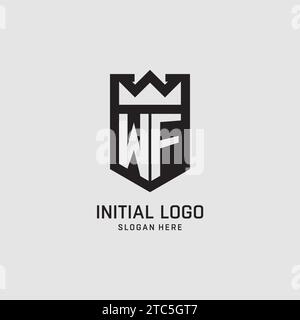 Initial WF logo shield shape, creative esport logo design vector graphic Stock Vector