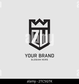 Initial ZU logo shield shape, creative esport logo design vector graphic Stock Vector