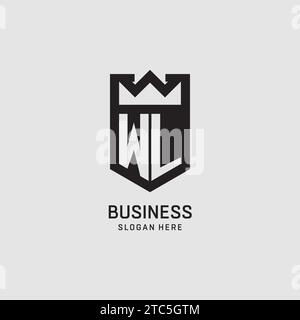 Initial WL logo shield shape, creative esport logo design vector graphic Stock Vector