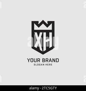Initial XH logo shield shape, creative esport logo design vector graphic Stock Vector