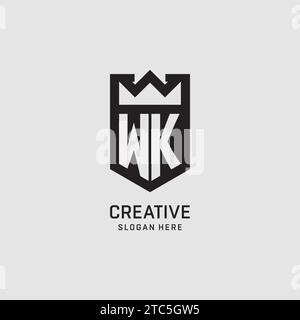 Initial WK logo shield shape, creative esport logo design vector graphic Stock Vector