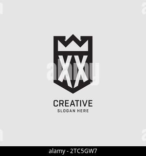 Initial XX logo shield shape, creative esport logo design vector graphic Stock Vector