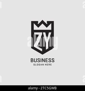 Initial ZY logo shield shape, creative esport logo design vector graphic Stock Vector