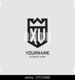 Initial XV logo shield shape, creative esport logo design vector graphic Stock Vector