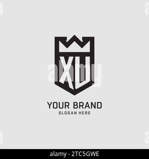 Initial XU logo shield shape, creative esport logo design vector graphic Stock Vector