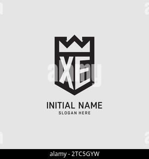 Initial XE logo shield shape, creative esport logo design vector graphic Stock Vector