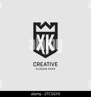 Initial XK logo shield shape, creative esport logo design vector graphic Stock Vector