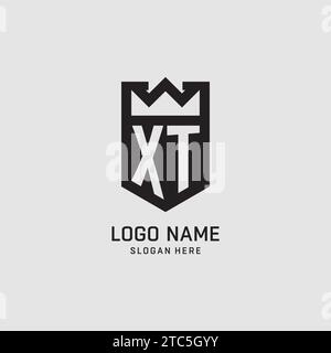 Initial XT logo shield shape, creative esport logo design vector graphic Stock Vector