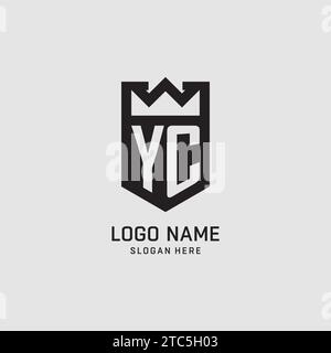 Initial YC logo shield shape, creative esport logo design vector graphic Stock Vector