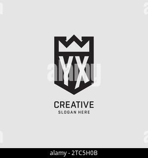Initial YX logo shield shape, creative esport logo design vector graphic Stock Vector