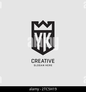 Initial YK logo shield shape, creative esport logo design vector graphic Stock Vector