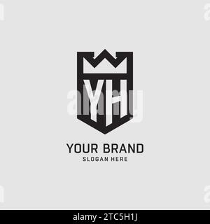 Initial YH logo shield shape, creative esport logo design vector graphic Stock Vector