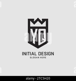 Initial YQ logo shield shape, creative esport logo design vector graphic Stock Vector