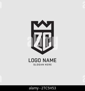 Initial ZC logo shield shape, creative esport logo design vector graphic Stock Vector
