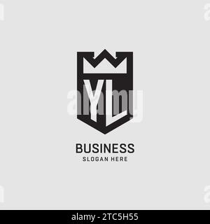 Initial YL logo shield shape, creative esport logo design vector graphic Stock Vector