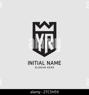 Initial YR logo shield shape, creative esport logo design vector graphic Stock Vector