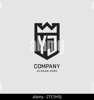 Initial YJ logo shield shape, creative esport logo design vector graphic Stock Vector